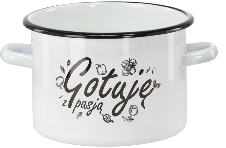 Smaltovaný hrniec 3 l 18 cm biely Gotuję z pasją