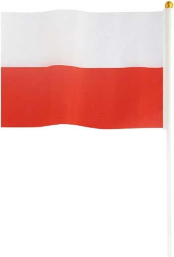 Poľská vlajka na tyčke 14 × 21 cm - 1 kus