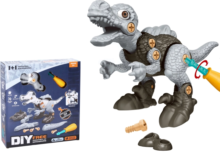 Skrutkovací dinosaurus s kostrou