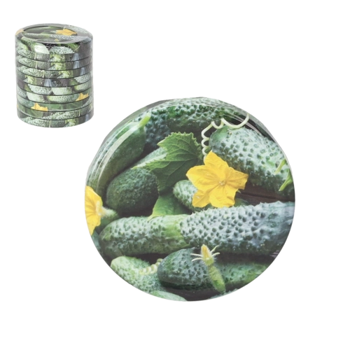 Sada zaváracích viečok s motívom uhoriek 82 mm – 10 ks