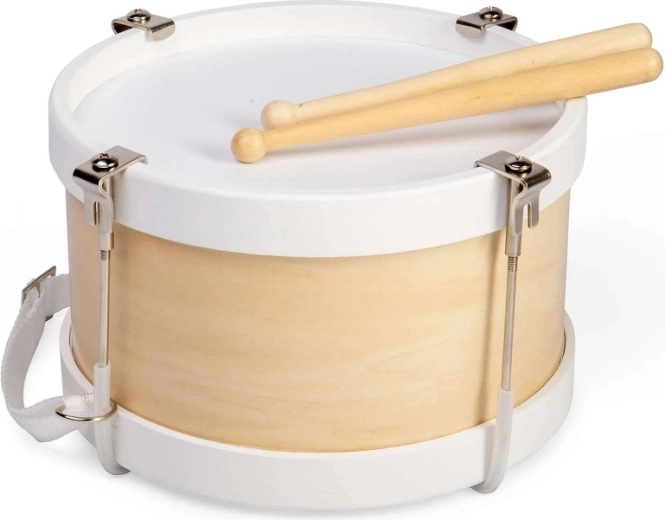 Drevený bubienok s popruhom – prírodný