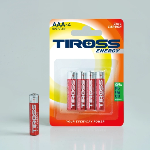 Zinok-uhlíkové batérie AAA 1,5 V – balenie 4 ks