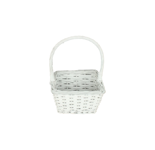 Biely prútený košík s rukoväťou 20 × 20 × 12/30 cm
