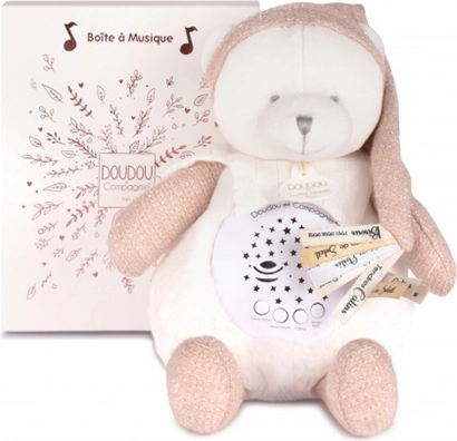 Doudou et Compagnie hudobné nočné svetielko s projekciou hviezd – ružový medvedík