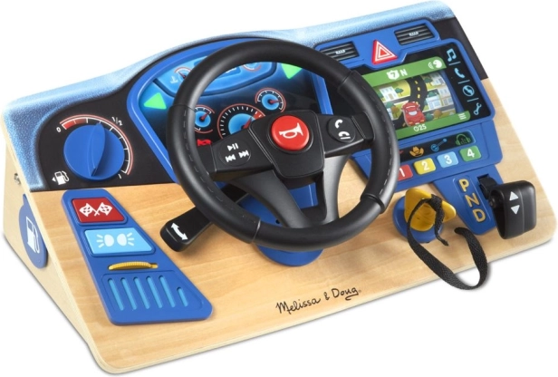 Drevená interaktívna palubná doska s volantom MELISSA & DOUG VROOM AND ZOOM