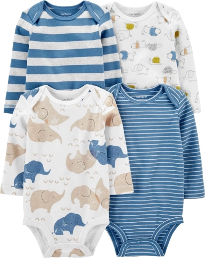 Carter’s detské body s dlhým rukávom Blue Animals, 4 ks