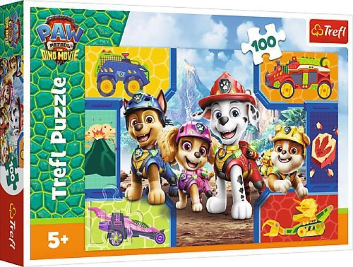 Puzzle Tlapková patrola (Paw Patrol) dino film: Šteniatka a dinosaury 100 dielikov