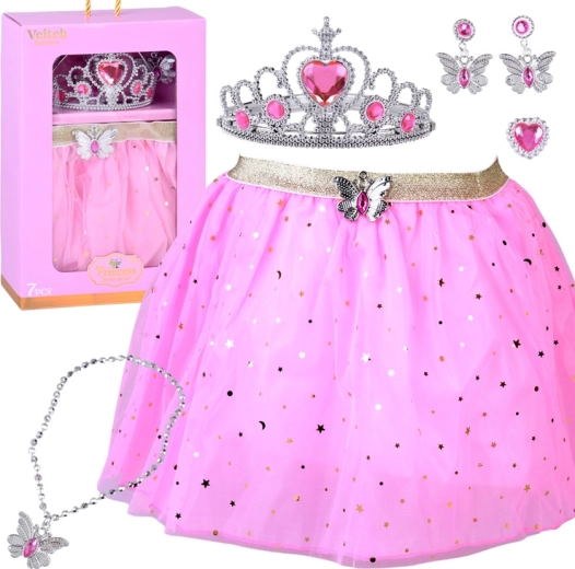 Kostým pre malú princeznú vílu motýľa – ružová tutu sukňa a šperky