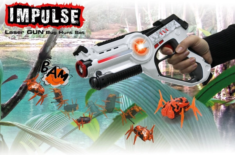 Impulse laserová pištoľ bug hunt set biela/oranžová