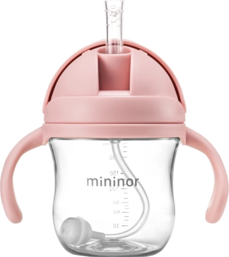 Mininor fľaša so slamkou tritan rose 330 ml