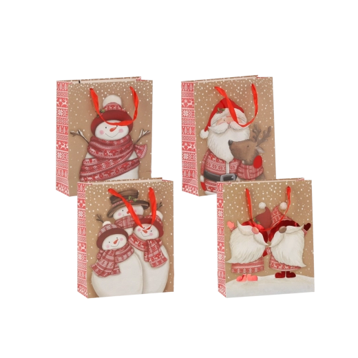 Darčeková taška Vianočné postavy 18 × 24 × 8 cm (12 ks)