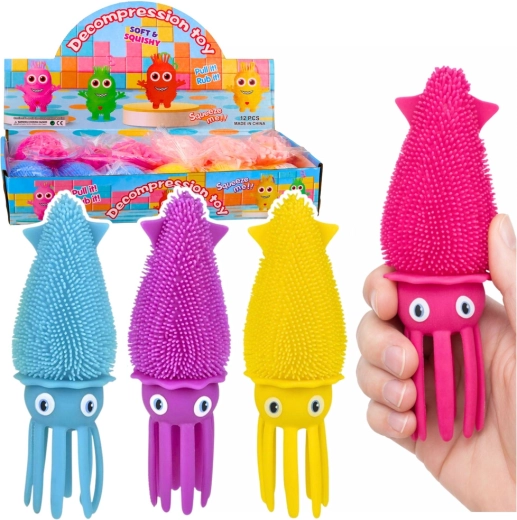 Svietiaci senzorický mačkací kalmár s LED, mix farieb