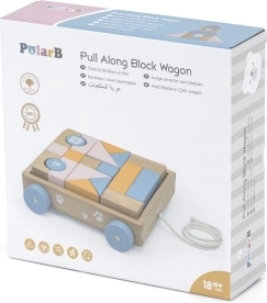 Drevený VIGA PolarB ťahací vozík s kockami 21 ks