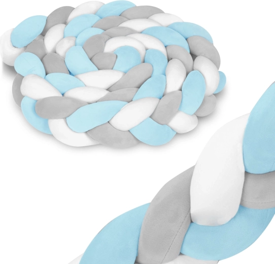 Ricokids pletený ochranný mantinel do postieľky modro-sivý 3 m