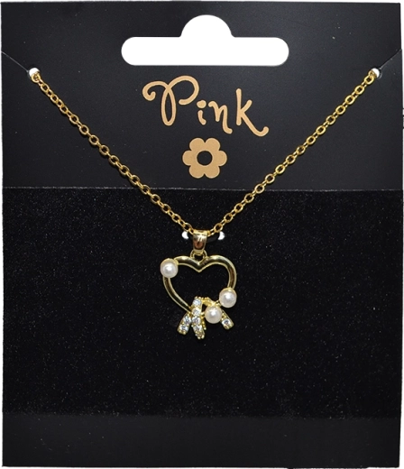 Pozlátená retiazka s príveskom srdce a perlami