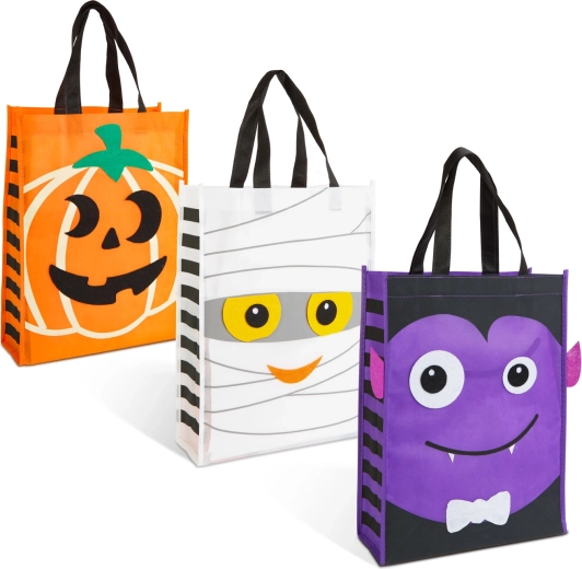 Halloweenska darčeková taška s plstenou dekoráciou 40 × 30 cm - 1 kus