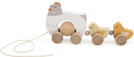 Drevená ťahacia sliepočka s kuriatkami Viga PolarB