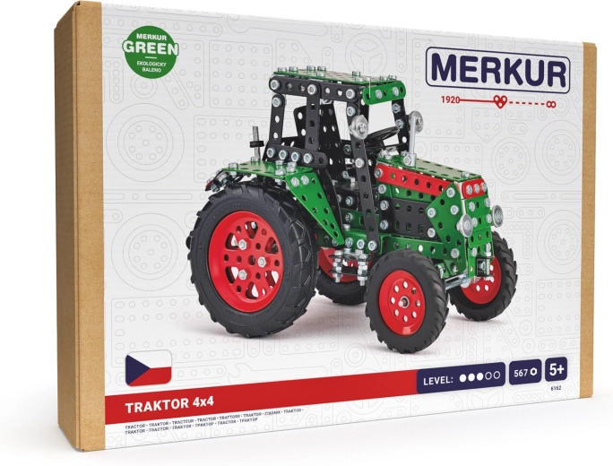 Merkur stavebnica – traktor 4x4 zelený (567 dielikov)