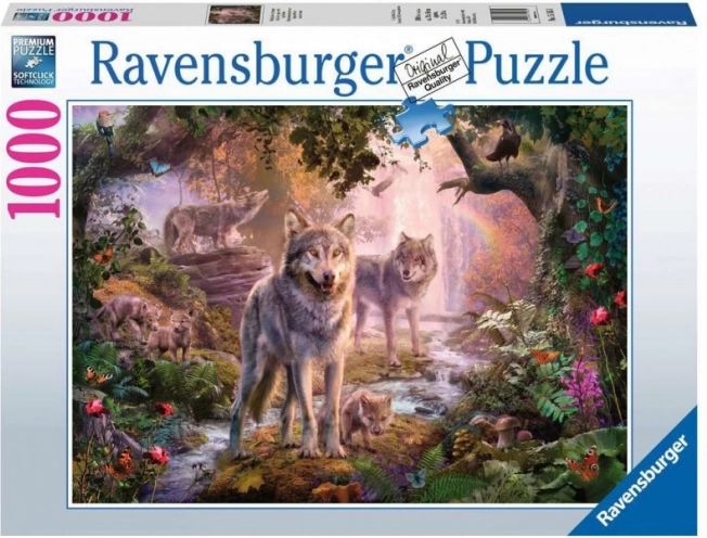 Puzzle 1000 dielikov Ravensburger – letná vlčia rodina