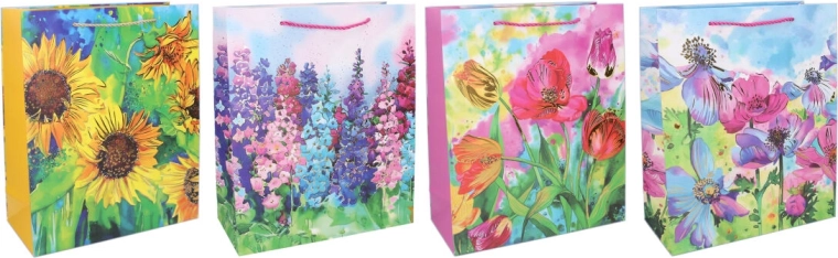 Darčeková papierová taška S 18 × 23 × 8 cm – kvetinový dizajn, celoročná