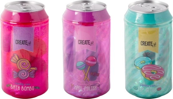 Kozmetická plechovka CREATE IT! Candy – kúpeľové bomby, laky na nechty alebo lesky na pery