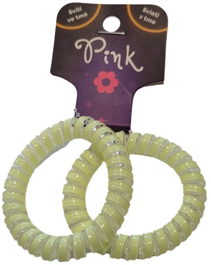 Svetielkujúce špirálové gumičky do vlasov PINK, 2 ks