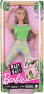 Bábika BARBIE Made to Move – kvetované legíny, červený top
