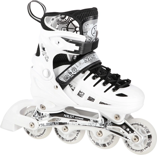 Detské korčule 4v1 NILS EXTREME biele – inline, ľadové a quad – S (31–34)