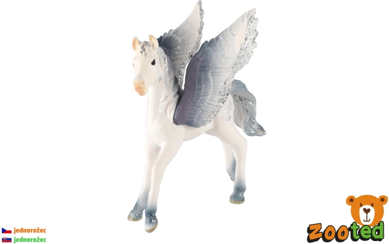 Okrídlený jednorožec – bielo-sivé žriebä 11 cm – 1 kus