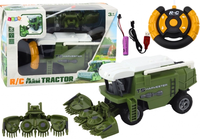 RC poľnohospodársky kombajn zelený