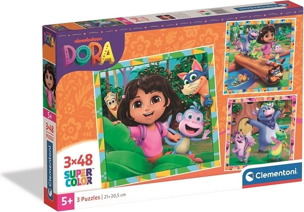 Clementoni puzzle Dora 3×48 dielikov SuperColor