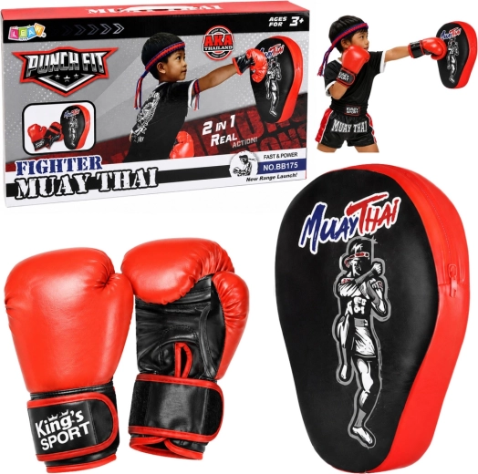 Detská boxerská sada 2v1 – rukavice a tréningová lapa Muay Thai