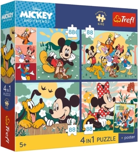 Trefl puzzle Premium Plus Kids Myszka Mickey – spolu s priateľmi 4×88 dielikov