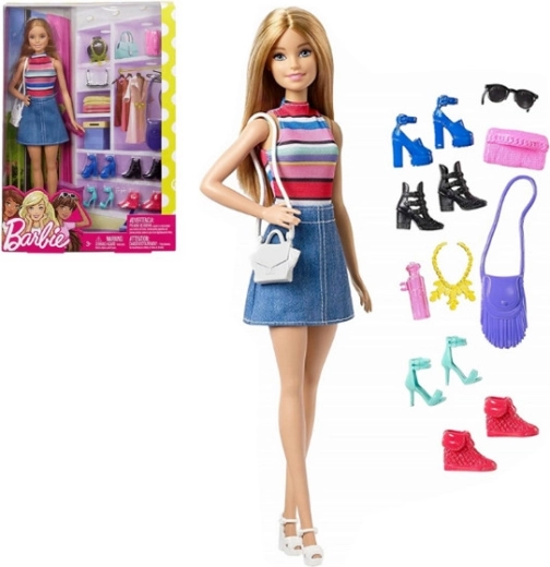 Barbie bábika s topánkami a šatníkom