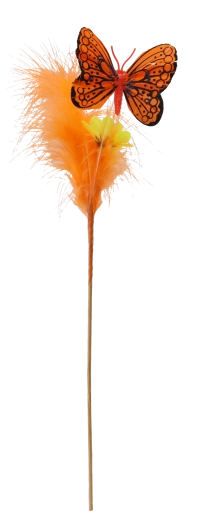 Veľkonočná dekorácia na špajdli motýľ s pierkami, mix farieb, 30 cm