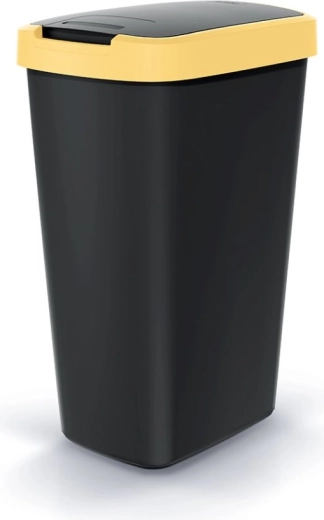 Odpadkový kôš 45 l s výklopným vekom COMPACTA Q FLAP, čierno-žltý