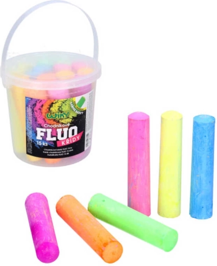 Chodníkové kriedy FLUO v vedierku 15 ks