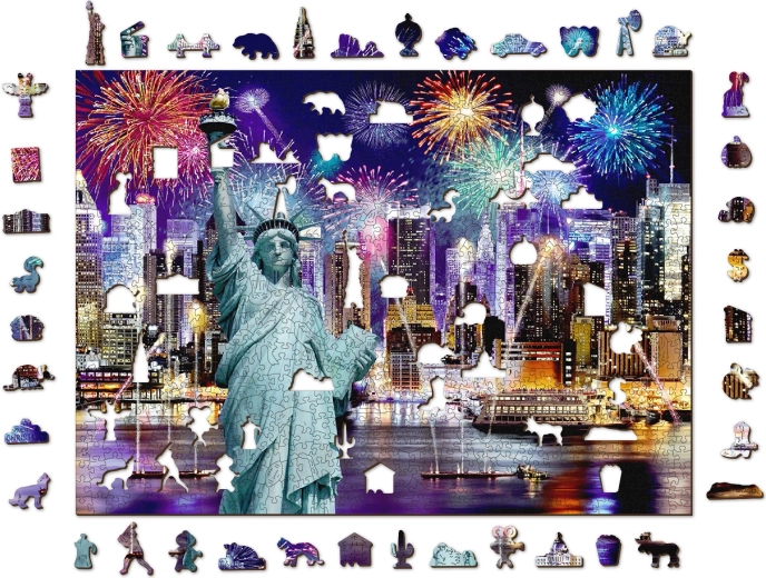 Drevené puzzle Nočný New York 2v1