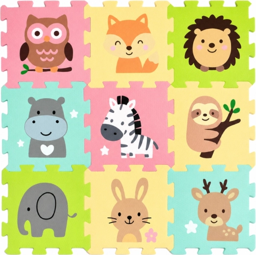 Petite&Mars penové podlahové puzzle Nexli safari friends 9 ks