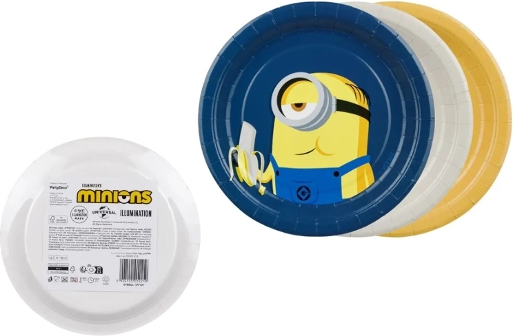 Párty papierové taniere Mimoňovia 18 cm (6 ks, mix motívov)