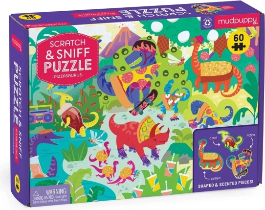 Detské puzzle Pizzasaurus s vôňou od Mudpuppy, 60 dielikov