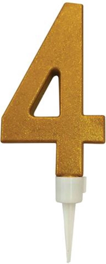 Tortová sviečka číslica 4 zlatá 16 cm