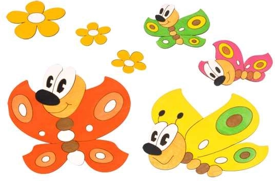 Drevená dekorácia Motýle a Kvetinky