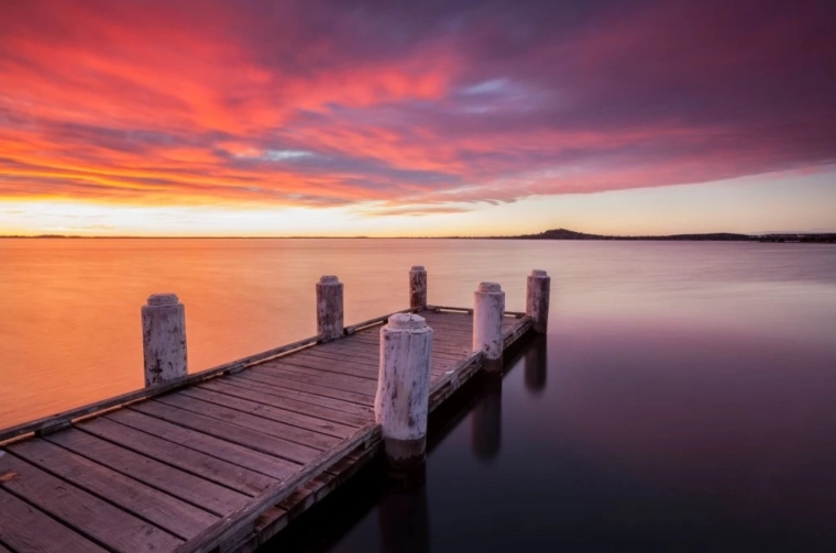 Diamantové maľovanie – molo na jazere Illawarra 30 × 40 cm