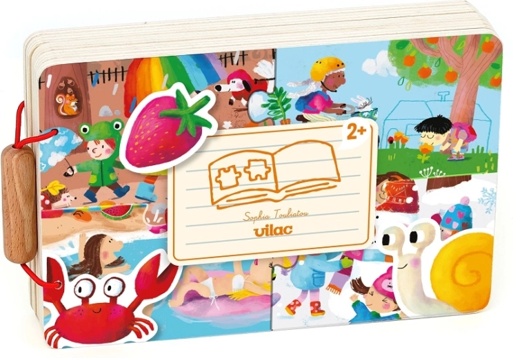 Vilac drevená knižka s puzzle – štyri ročné obdobia