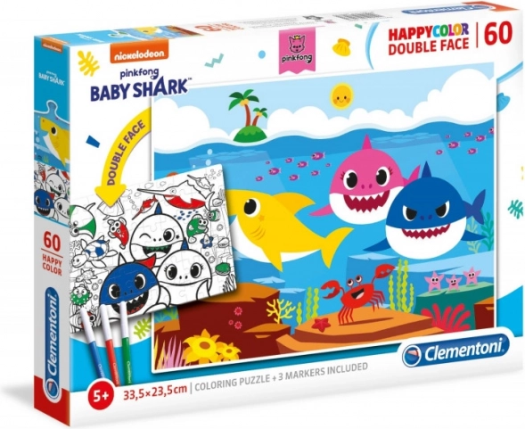 Obojstranné puzzle a omaľovánka BABY SHARK 60 dielikov