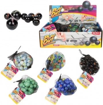 Súprava sklenených guľôčok 40 ks rôznych farieb v sieťke