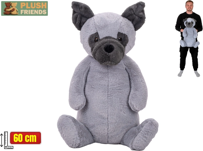 Plush Friends plyšový pes sediaci 60 cm sivý