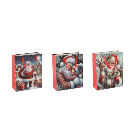 Vianočná darčeková taška so Santom 18 × 24 × 8 cm