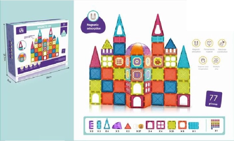 Magnetická 3D stavebnica – 77 dielov